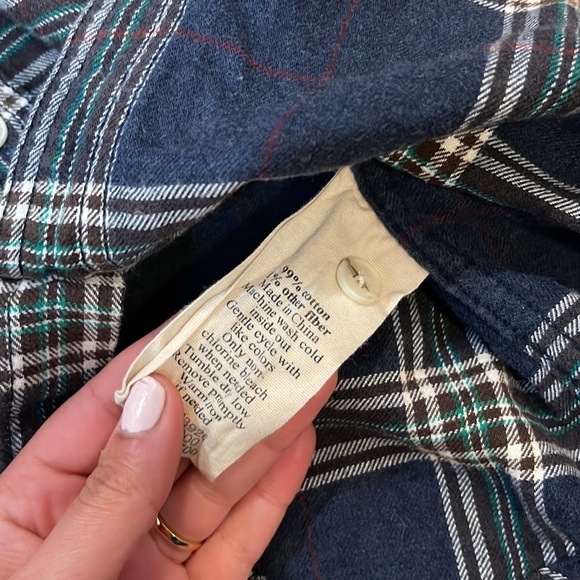 life/after/denim | Mens plaid button down top large blue - Picture 5 of 8